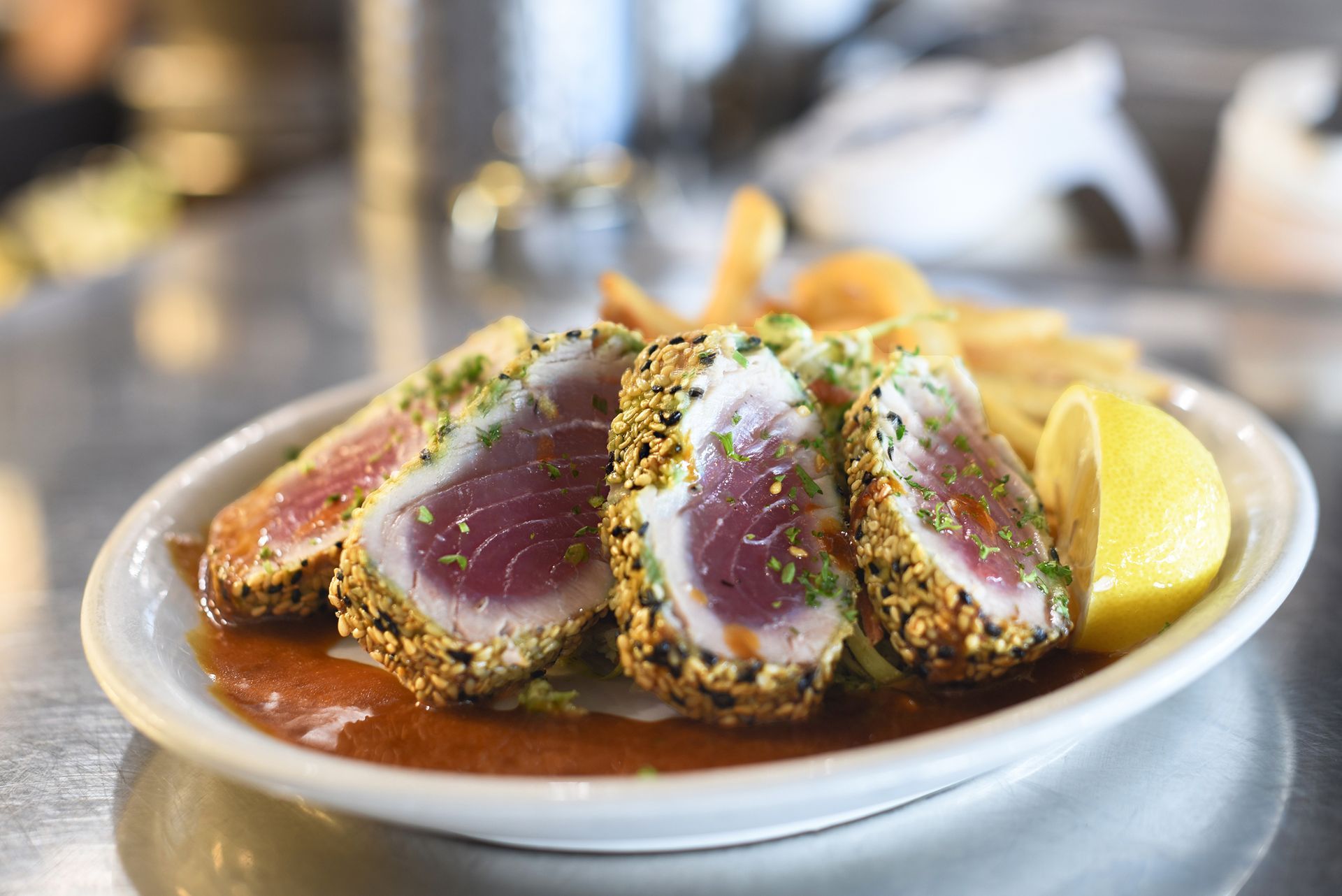 Fresh ahi tuna served at Brophy Bros Restaurant & Clam Bar Santa Barbara Harbor
