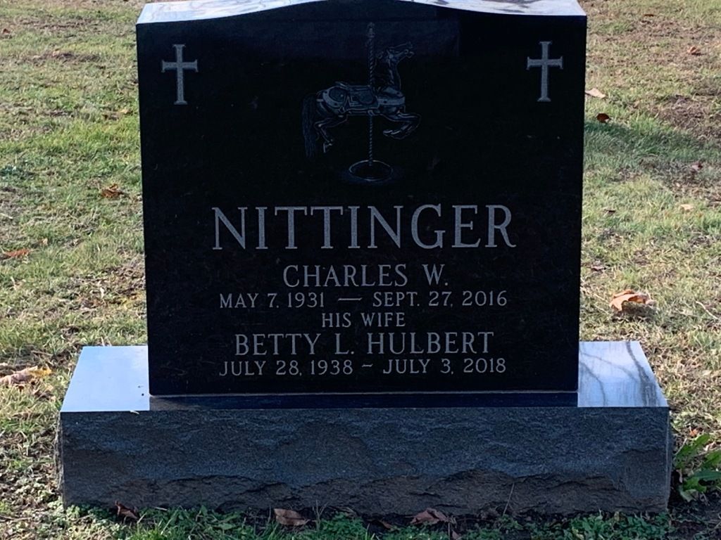 A black gravestone with the name nillinger on it