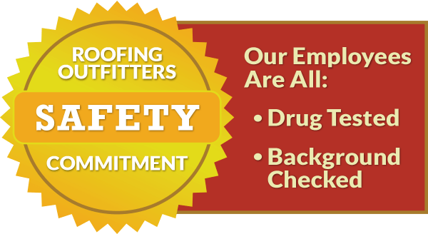 A sticker that says roofing outfitters safety commitment