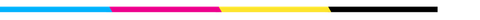 A blue , pink , yellow , and black stripe on a white background.