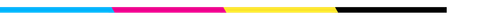 A blue , pink , yellow , and black stripe on a white background.