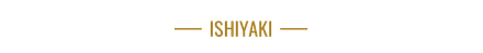 Logotipo de ISHYAKI con texto dorado y líneas horizontales sobre fondo blanco.
