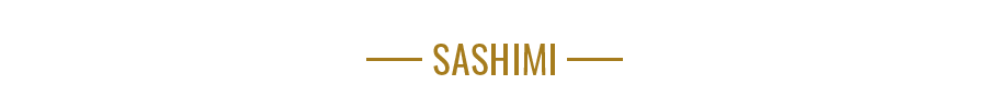 Logotipo dorado con la palabra “SASHIMI” sobre fondo blanco.