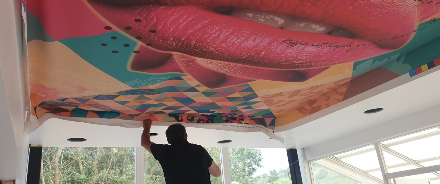 akoestisch plafond met print