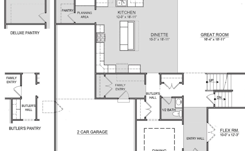 Blueprint for the Brookhaven floor plan by Trinity Homes