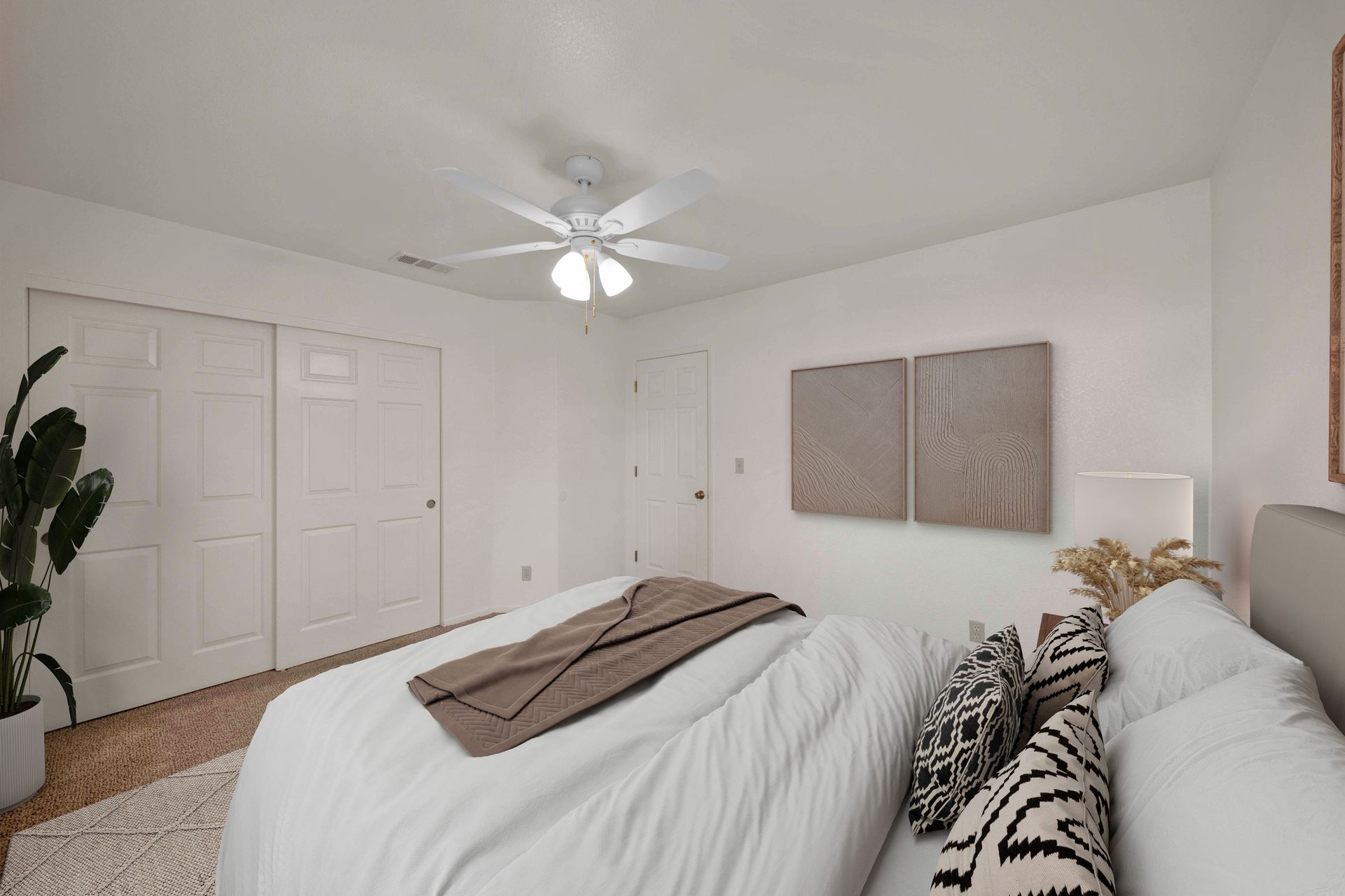 2 bedroom, 1 bathroom - bedroom 1 with view of closet and door