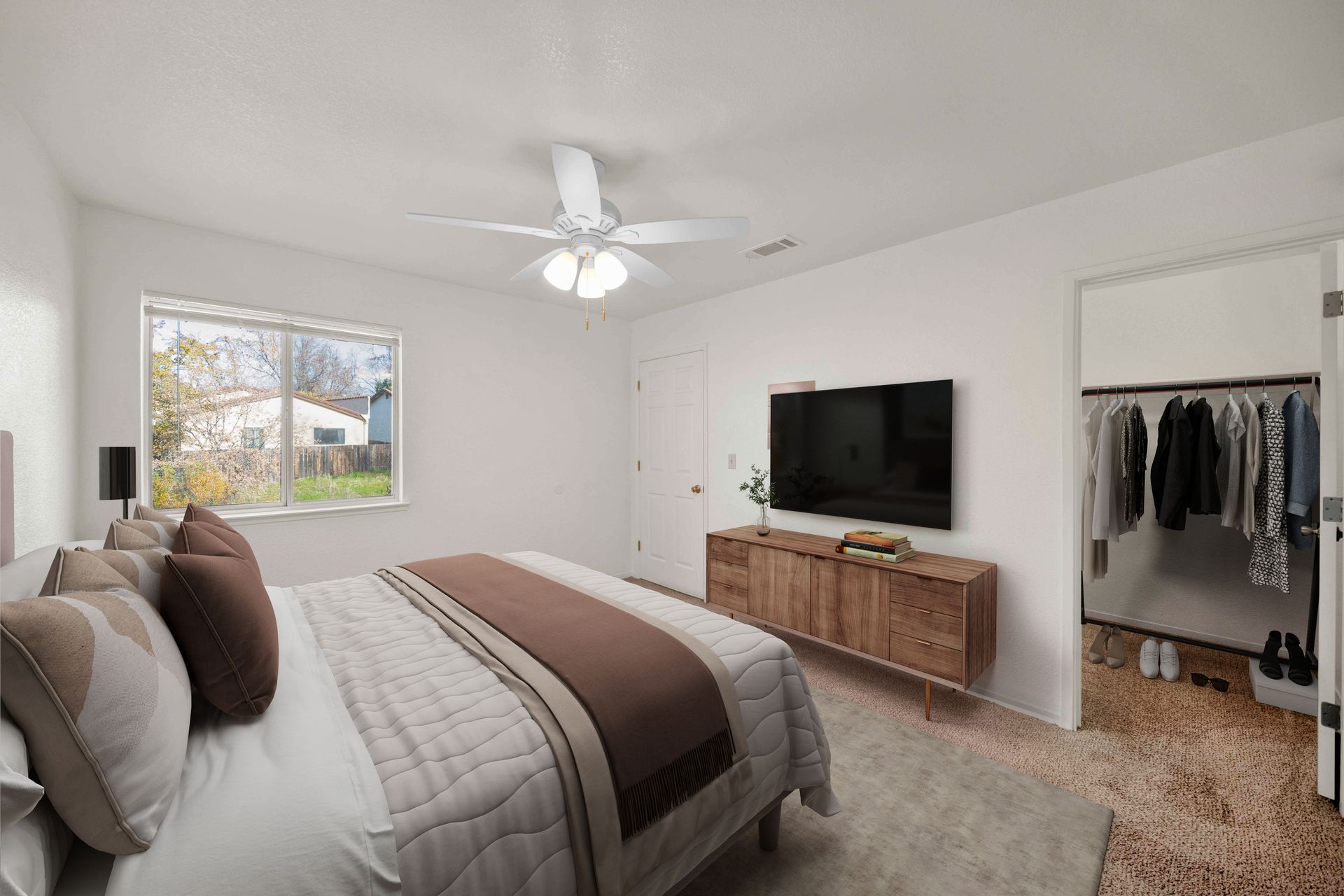 2 bedroom, 1 bathroom - bedroom 2 with view of window and closet