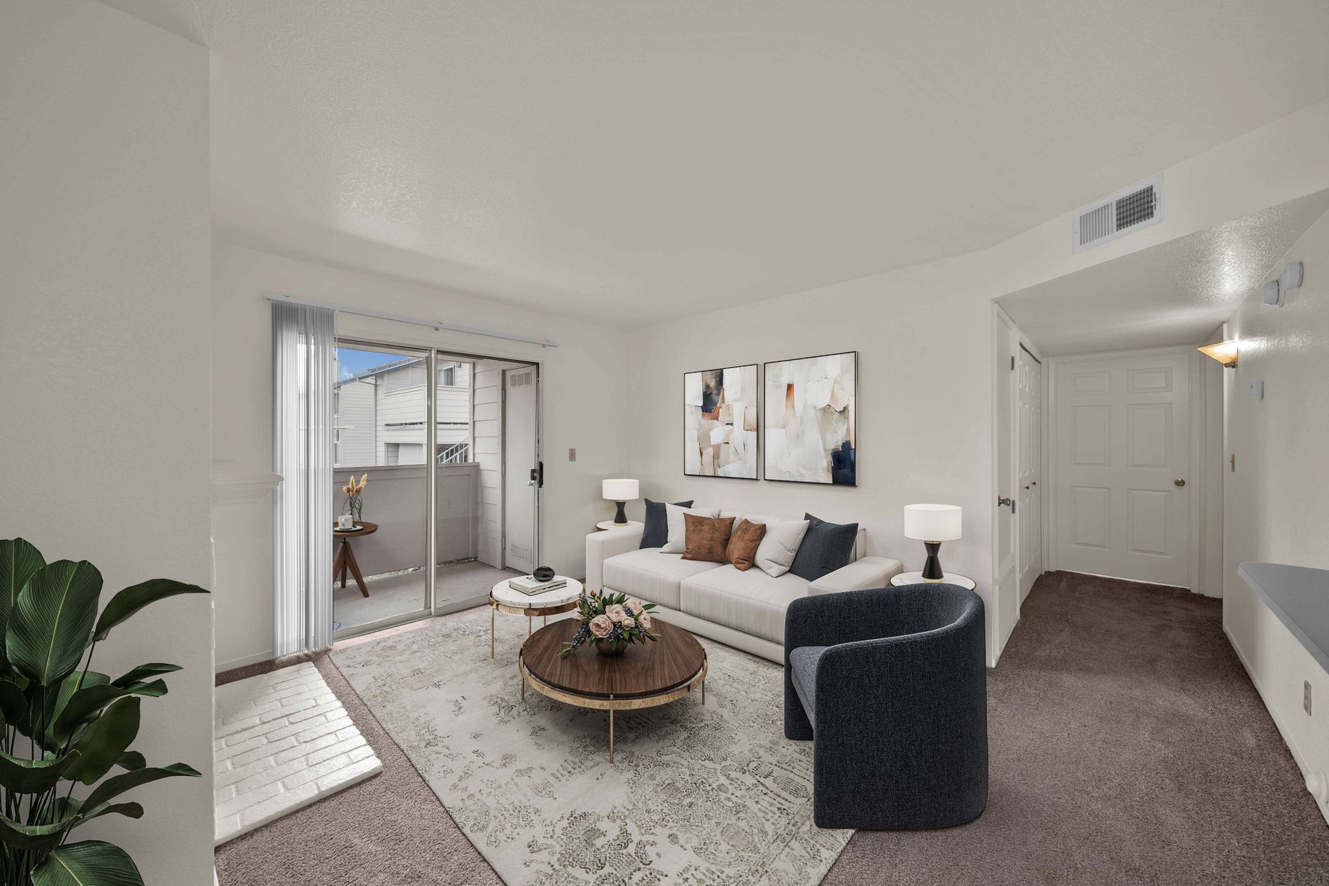 1 bedroom, 1 bathroom -living room with view of patio/deck