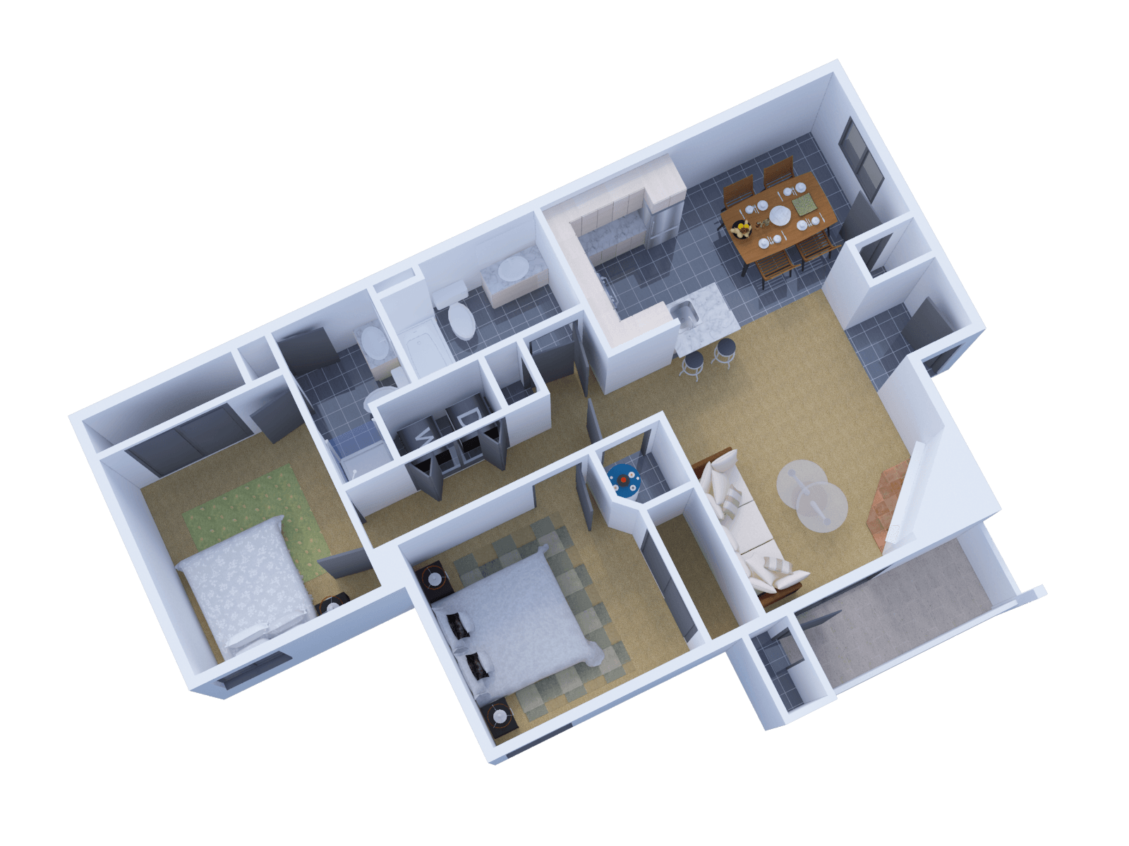 2 bedroom 2 bath floor plan