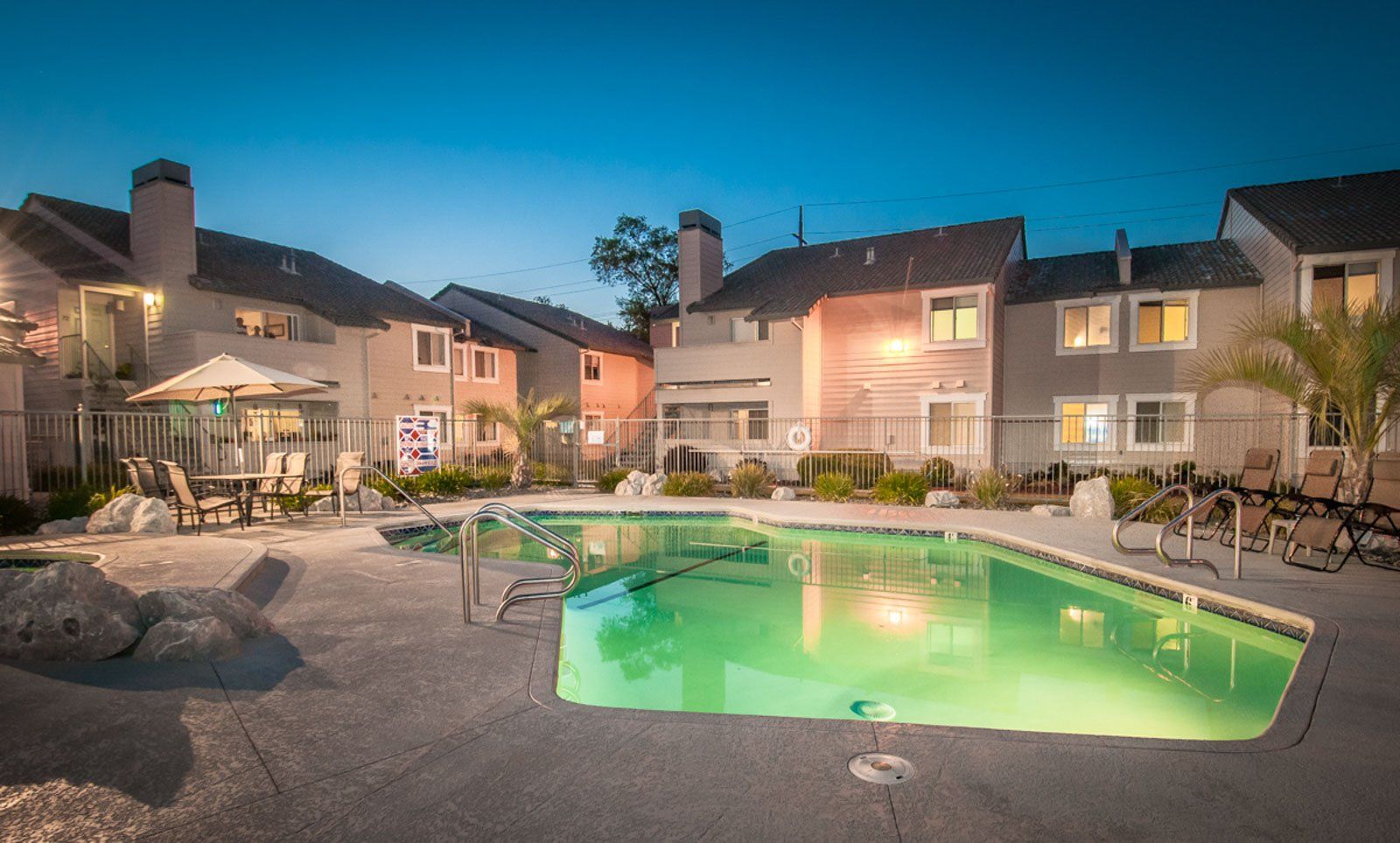 A view of the pool at night