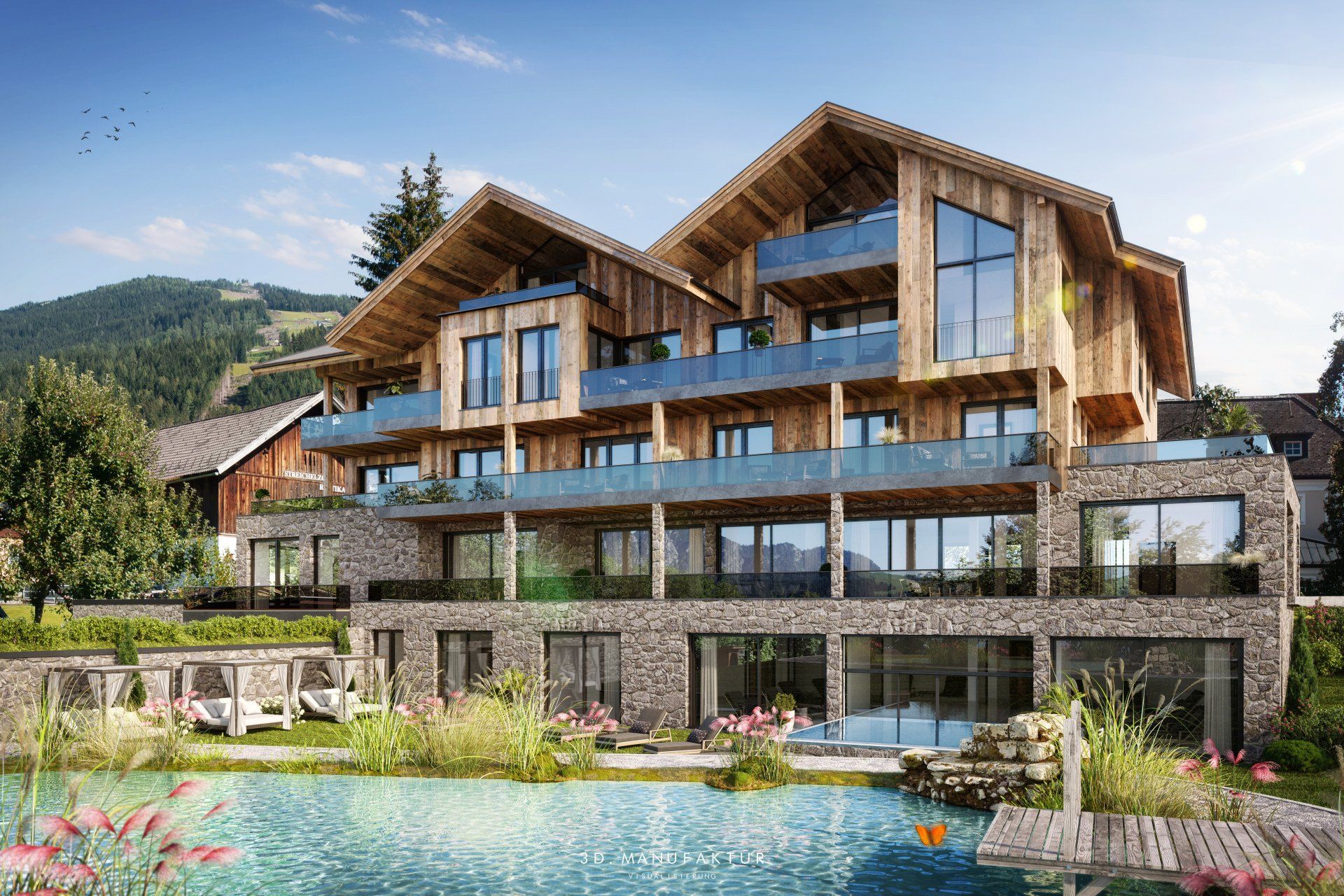 Architekturvisualisierung Apparthotel Rustika