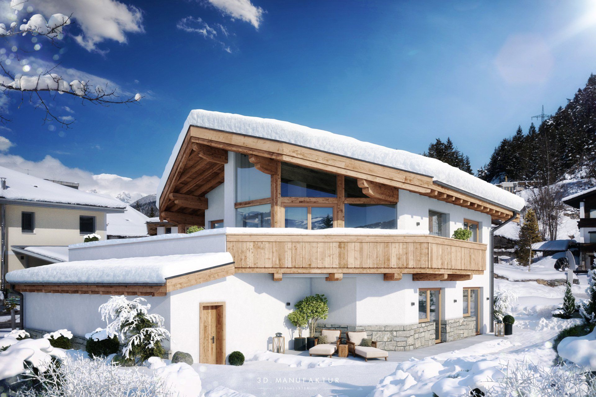 Architekturvisualisierung B&A Seefeld Privatwohnhaus Exterior