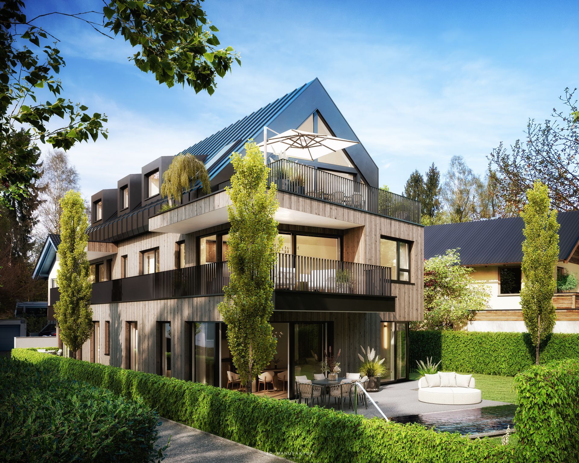 Architekturvisualisierung Mehrparteienhaus Zwieselweg Salzburg