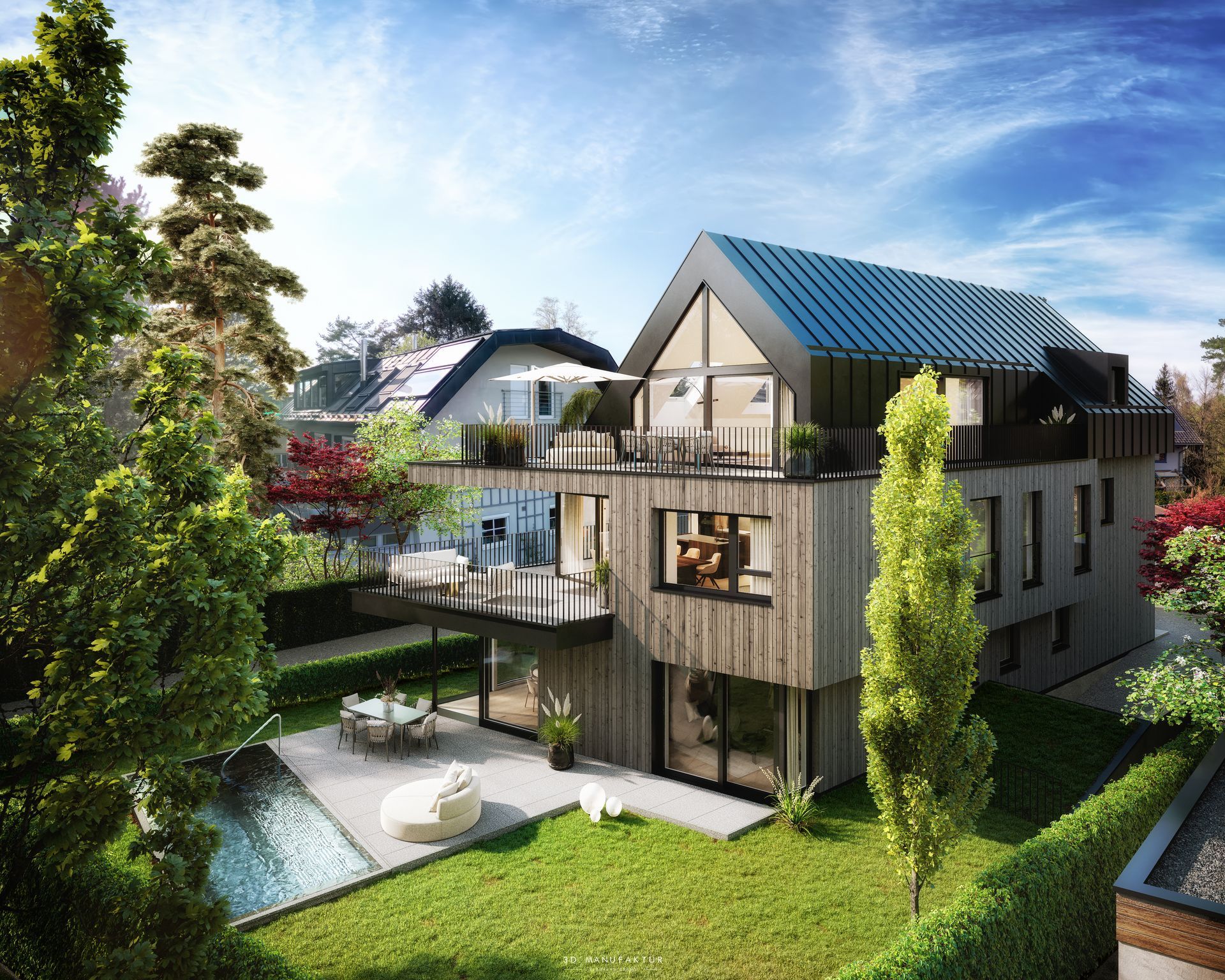 Architekturvisualisierung Mehrparteienhaus Zwieselweg Salzburg