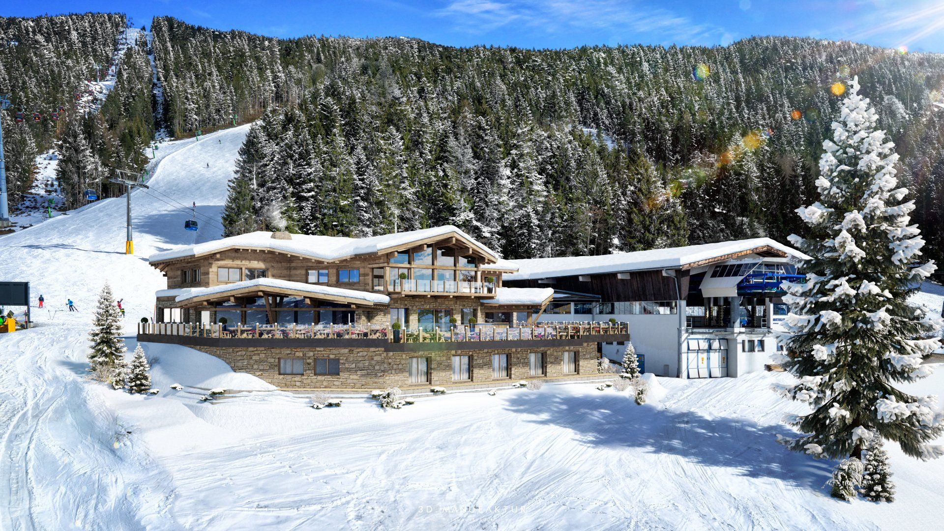 Architekturvisualisierung Skihütte Zillertal