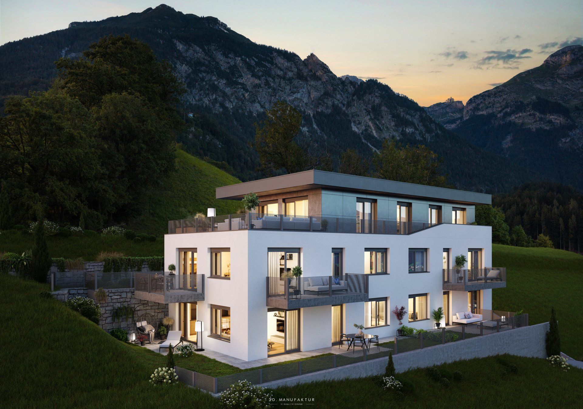 Architekturvisualisierung Wohnanlage Wiesing