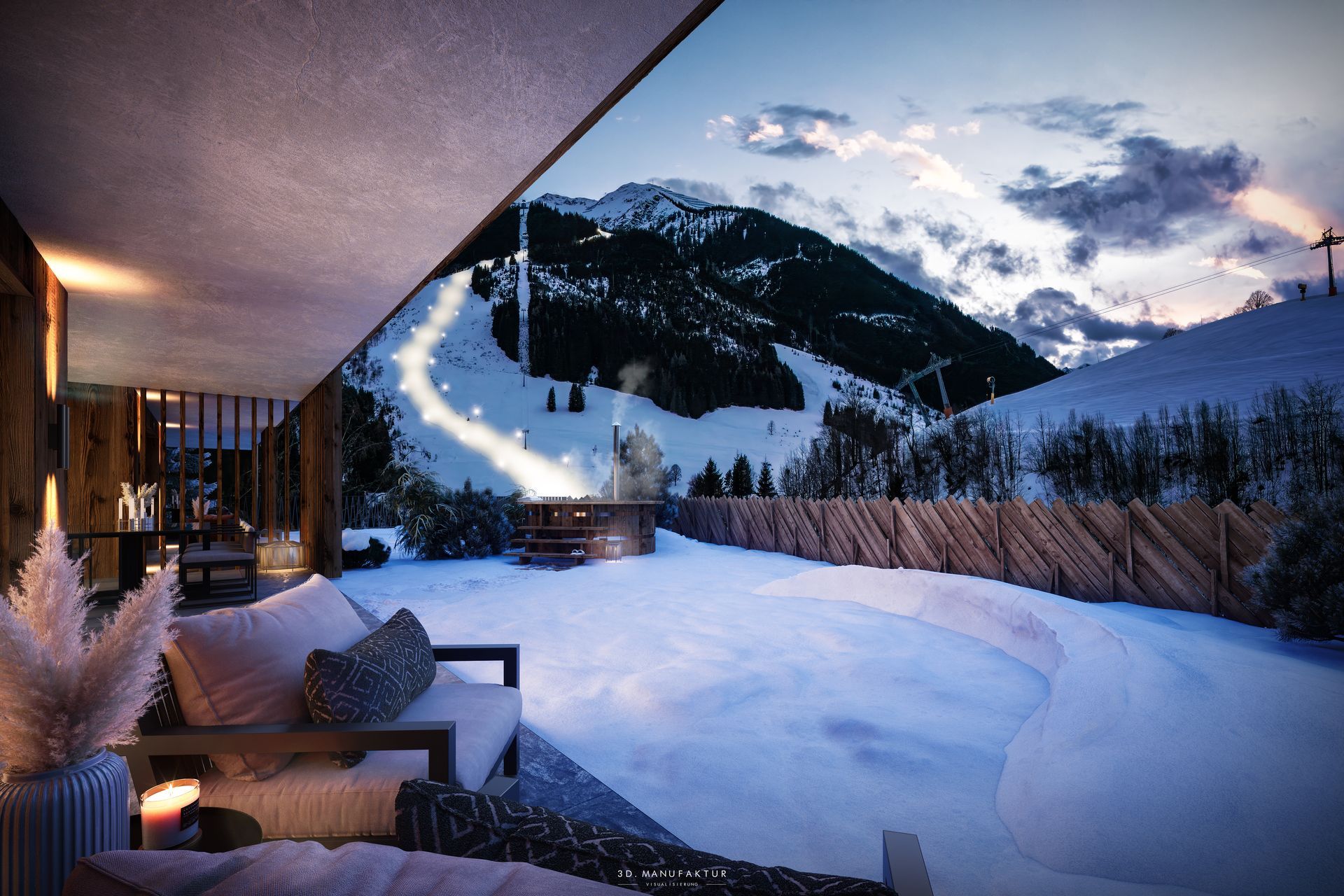 Architekturvisualisierung Appartementhaus Saalbach Hinterglemm
