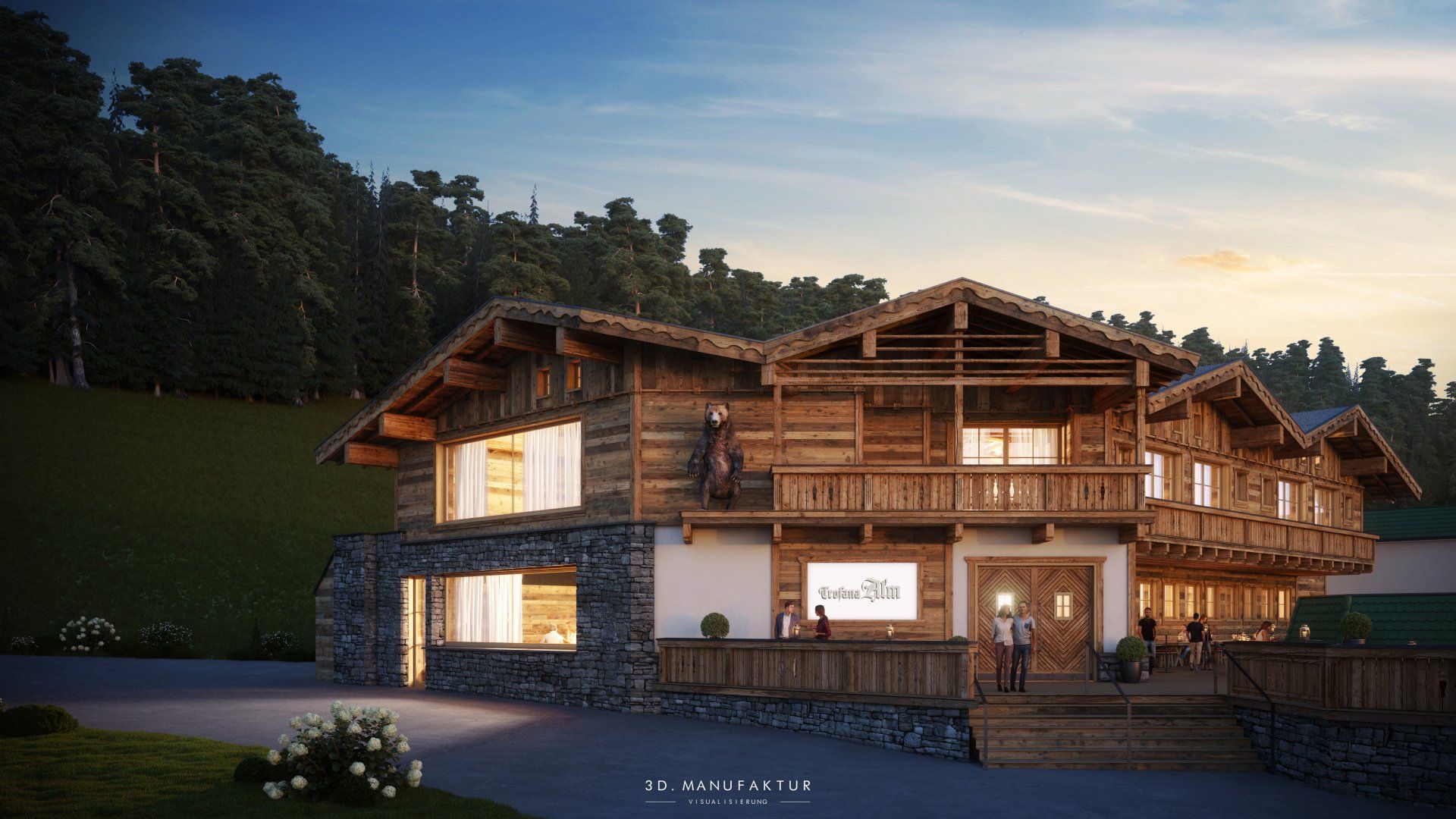 Architekturvisualisierung Trofana Alm Exterior