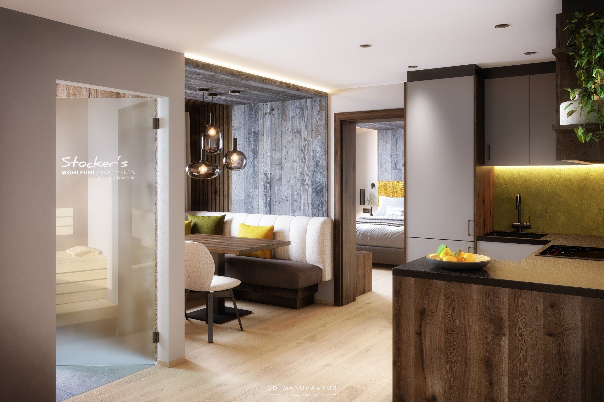 Interior Visualisierung Stocker´s Wohlfühlapartments