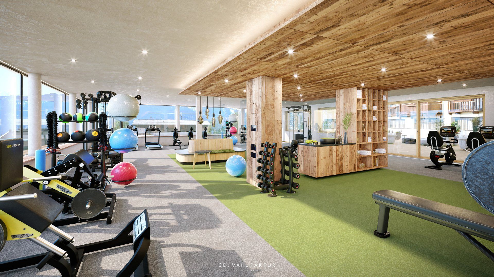 Architekturvisualisierung Hotel Alpenblick Fitness