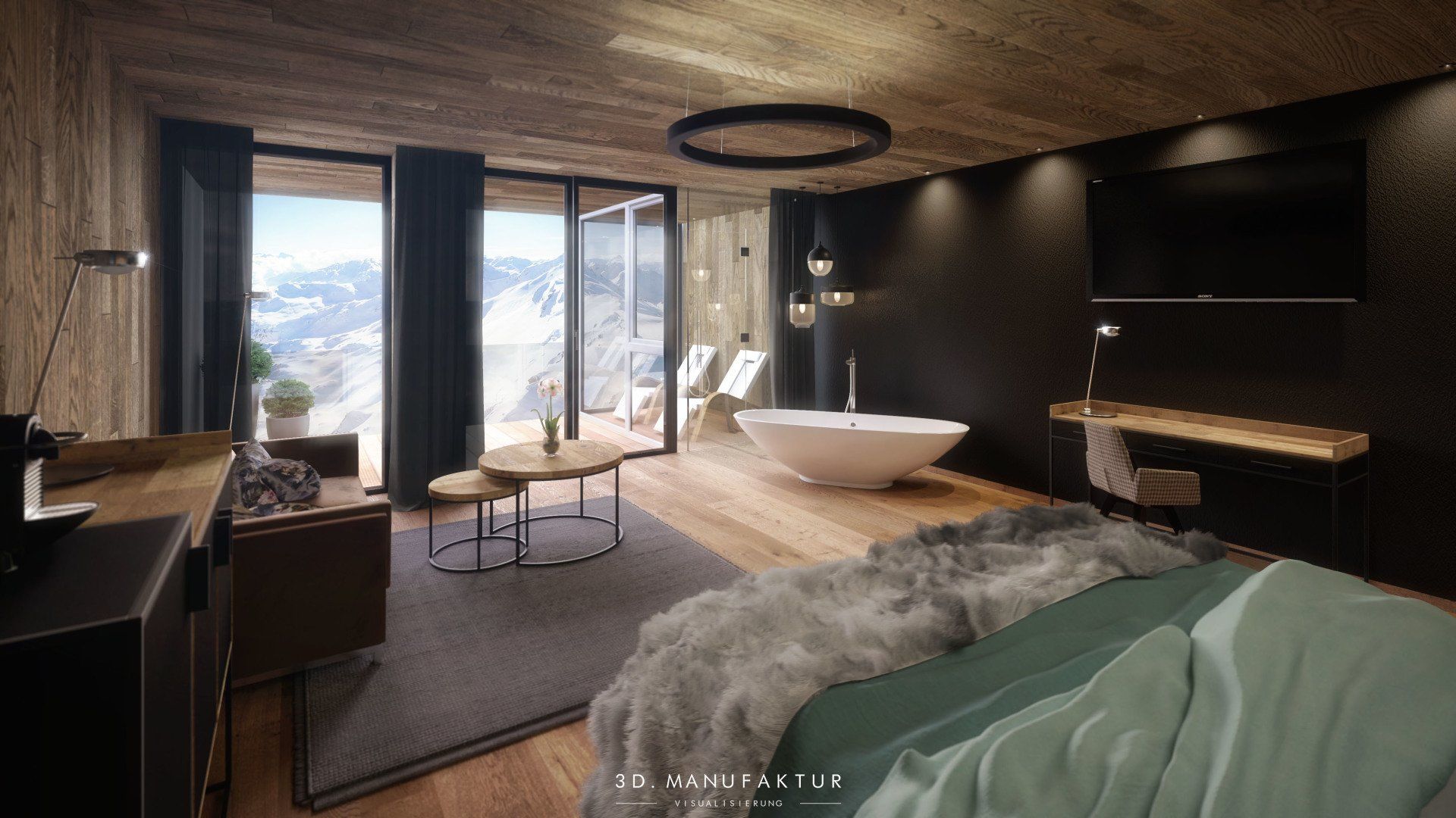 Architektur Visualisierung Wimbachexpress Zimmer