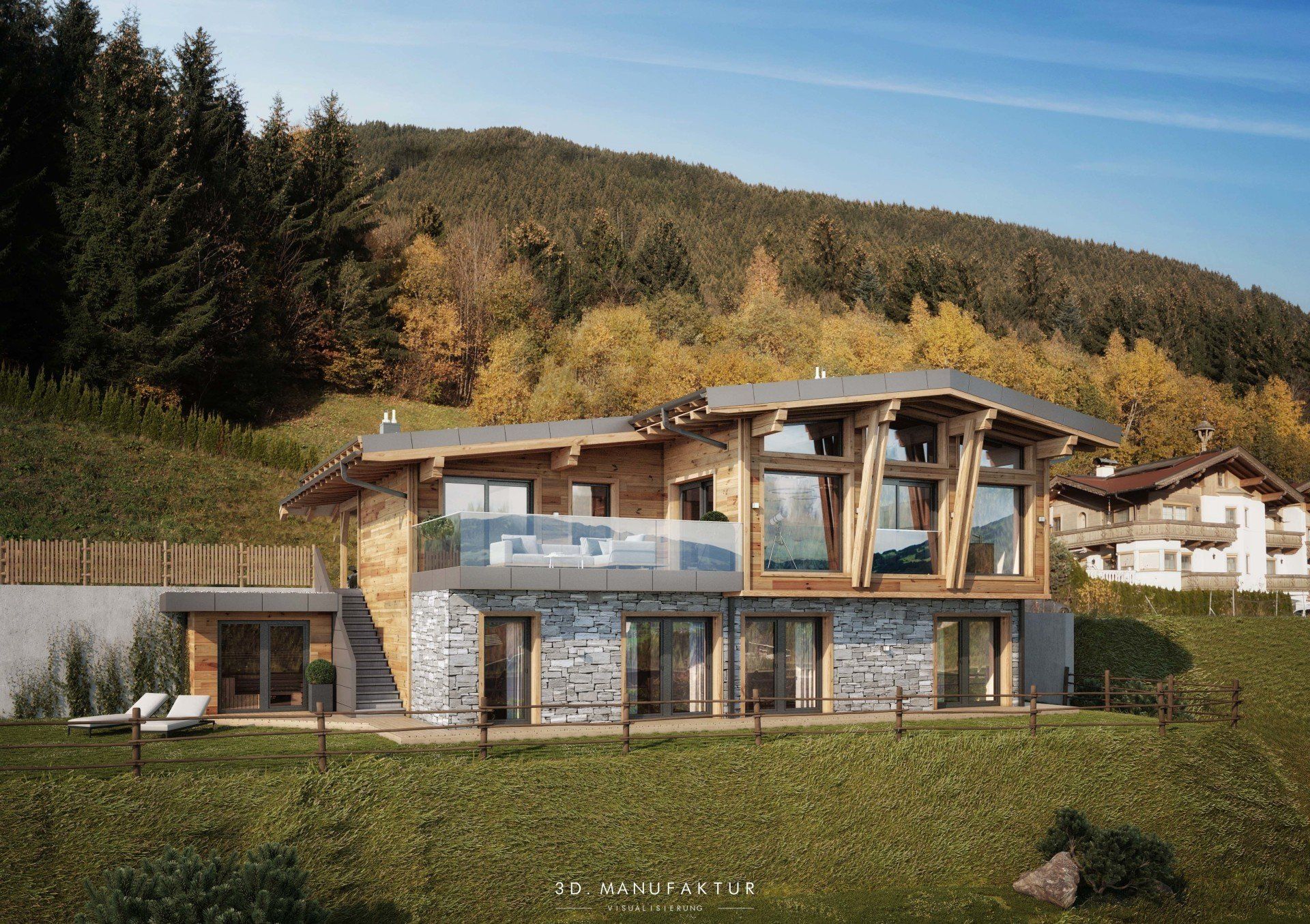 Architektur Visualisierung Chalet im Zillertal