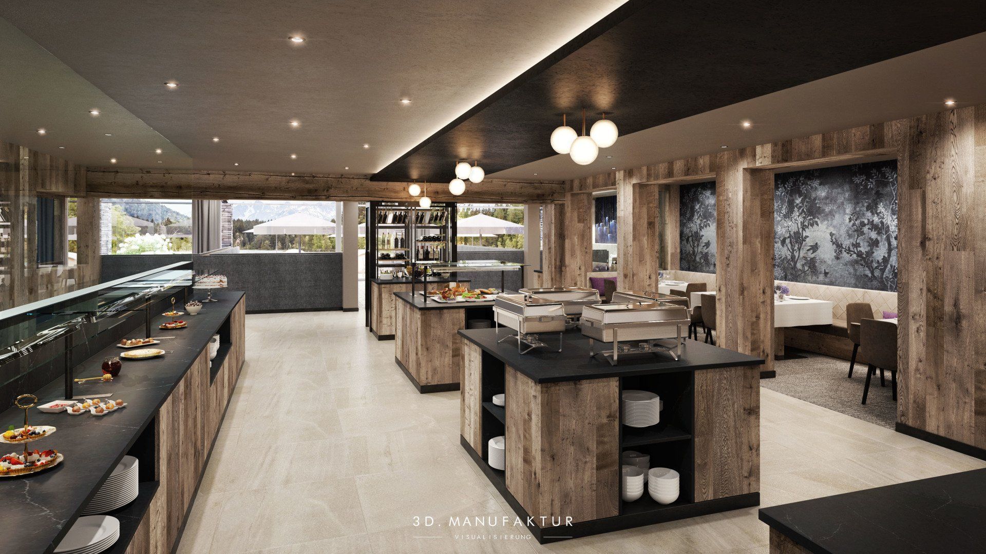 Architektur Visualisierung Hotel Seespitz Buffet