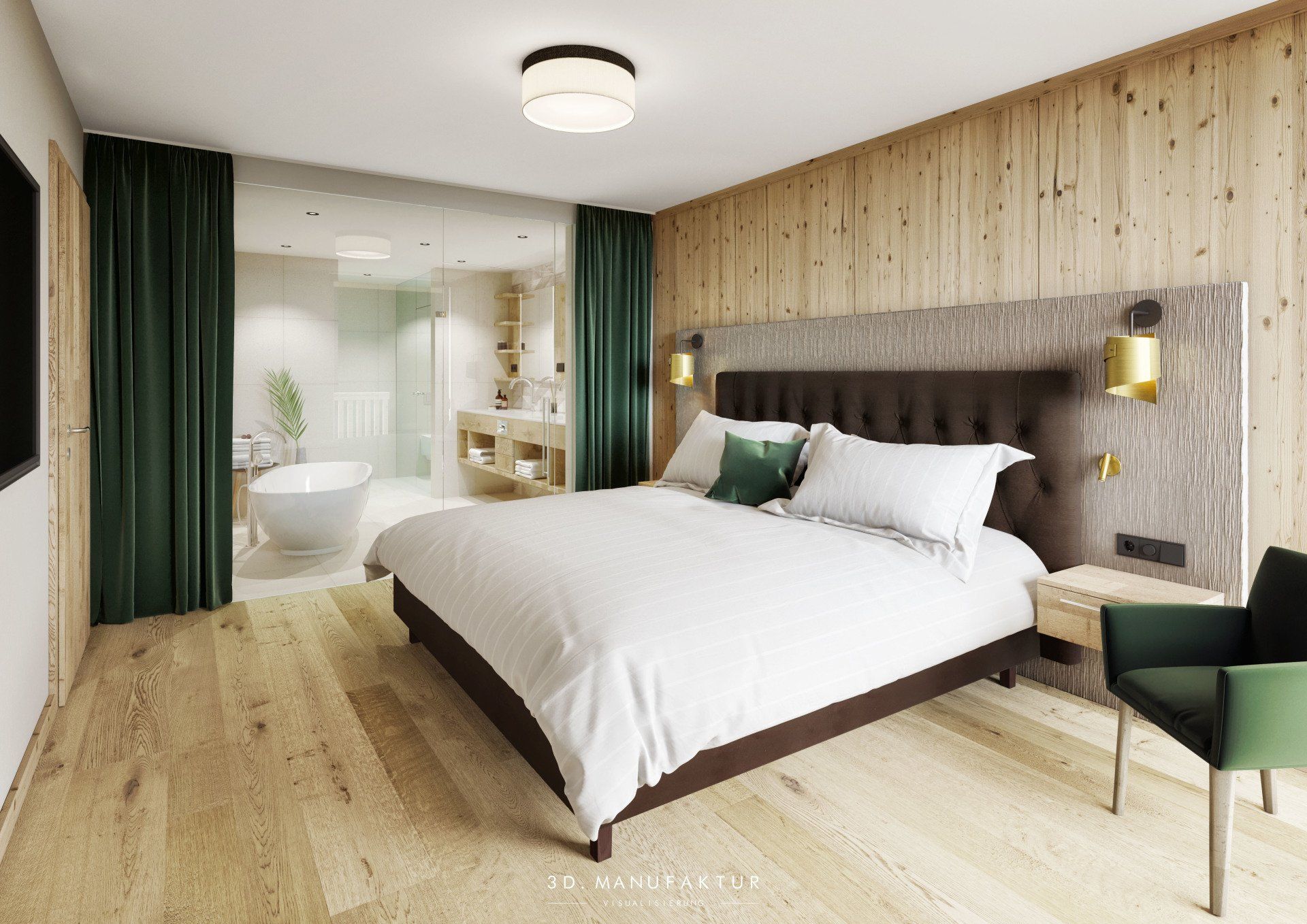 Architektur Visualisierung Hotel Zugspitz Suite schlafen