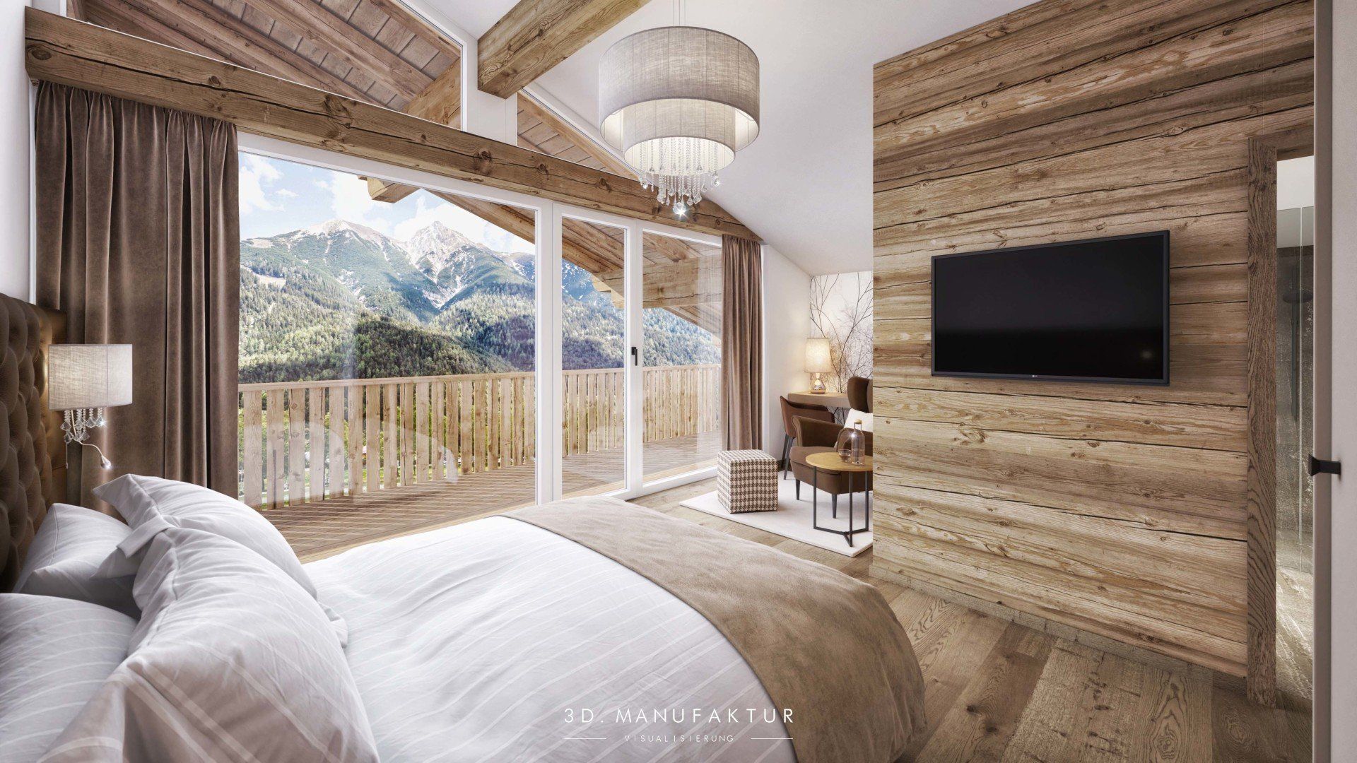 Architektur Visualisierung Hotel Seespitz Wohnung Zimmer 1