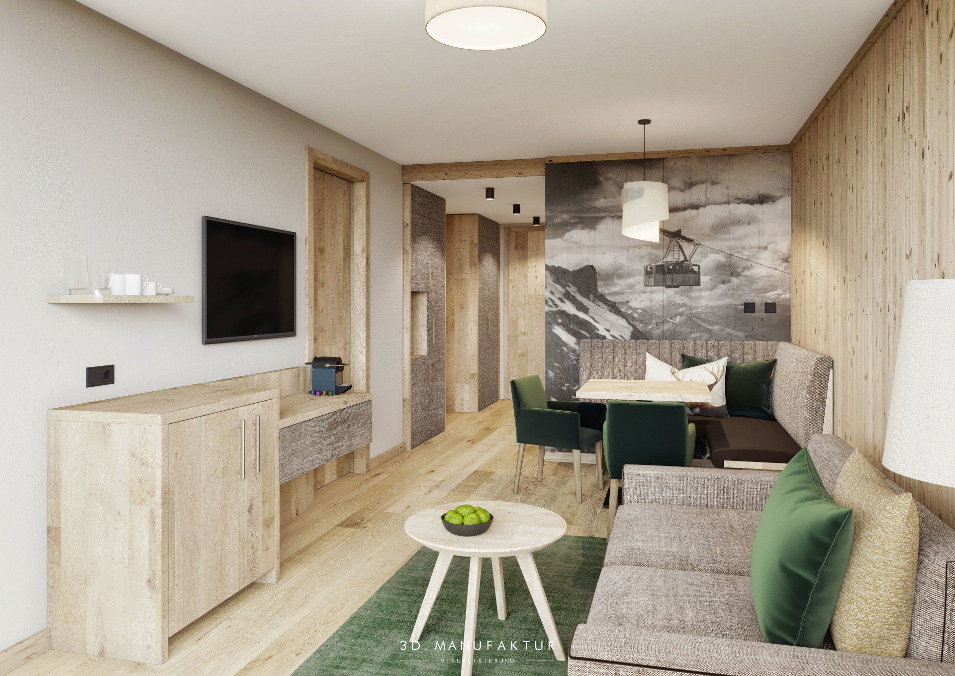 Architektur Visualisierung Hotel Zugspitz Zimmer A