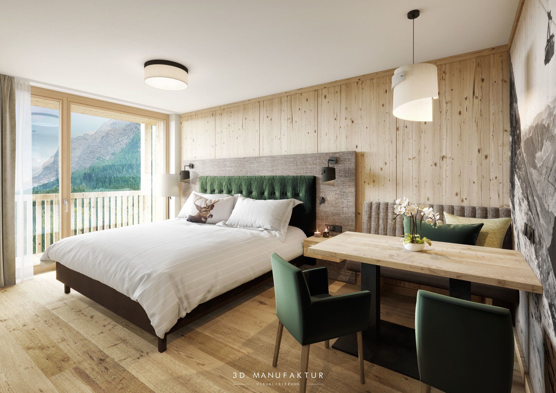 Architektur Visualisierung Hotel Zugspitz Zimmer B