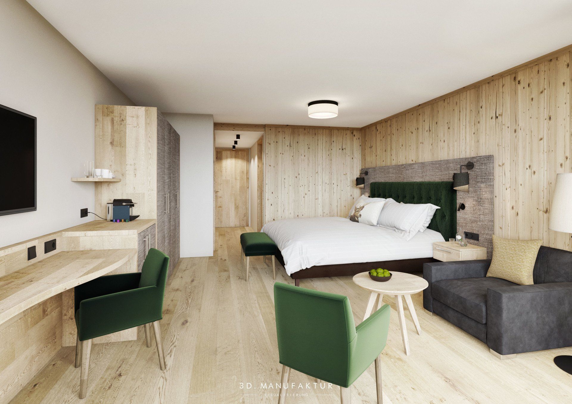 Architektur Visualisierung Hotel Zugspitz Zimmer C