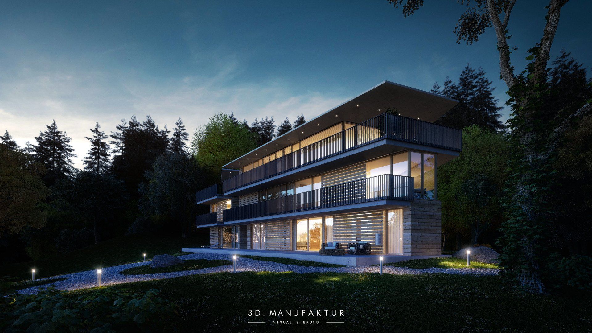 Architektur Visualisierung Wohnbau Wald