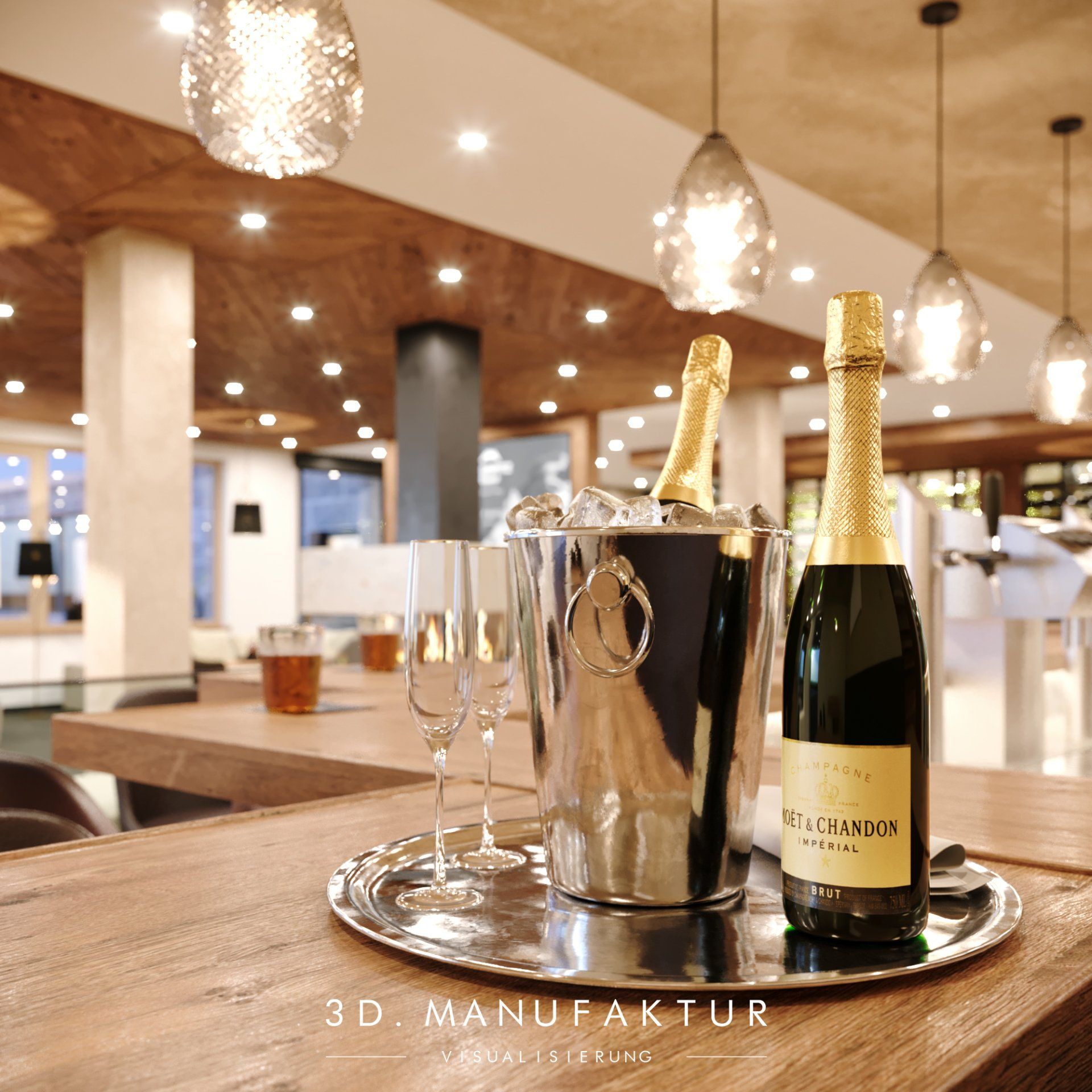 Architektur Visualisierung Hotel Zugspitz Bar Detail