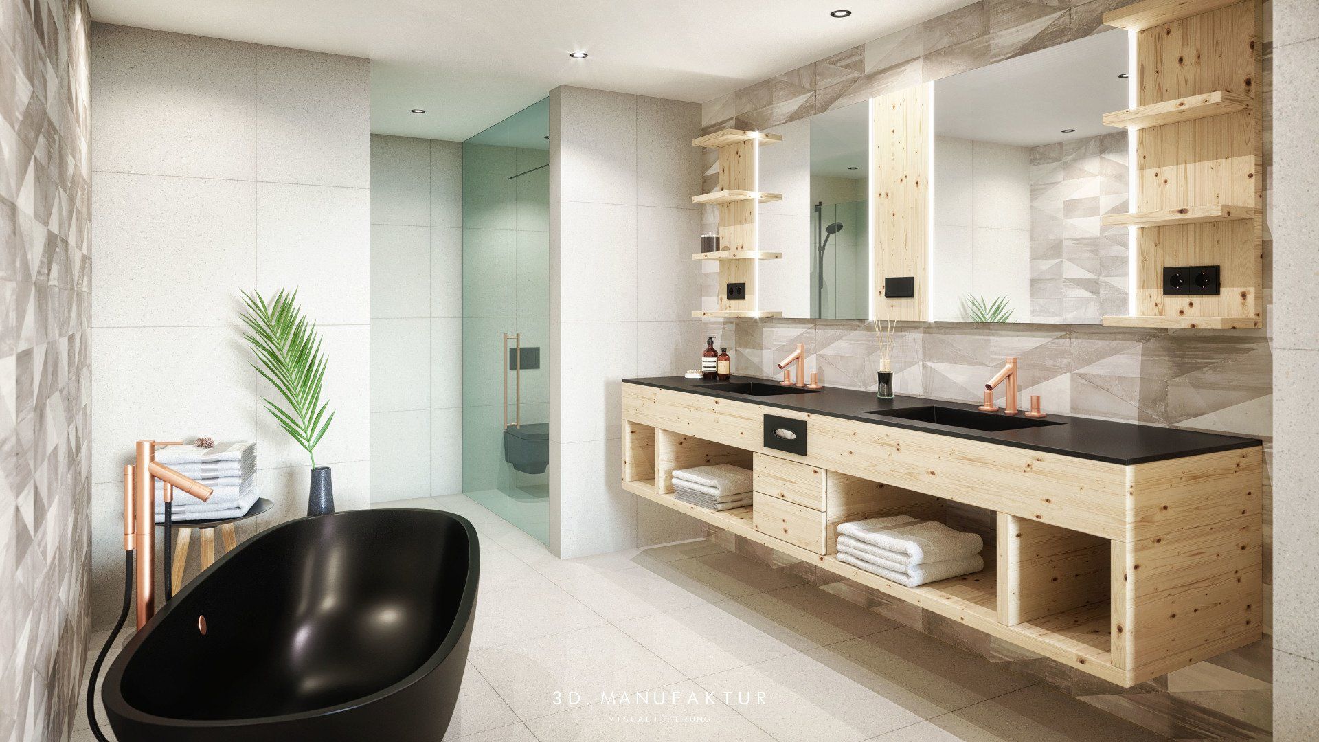 Architektur Visualisierung Chalet Badezimmer