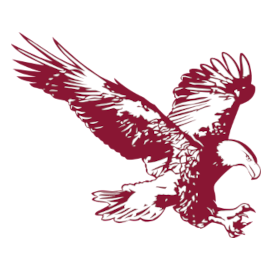 A drawing of an eagle with its wings spread