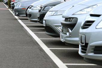 line of silver cars