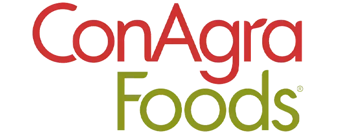 The conagra foods logo is red and green on a white background.