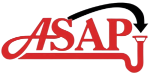 Red "ASAP" with plumbing pipe, black arrow connecting "P" to pipe.