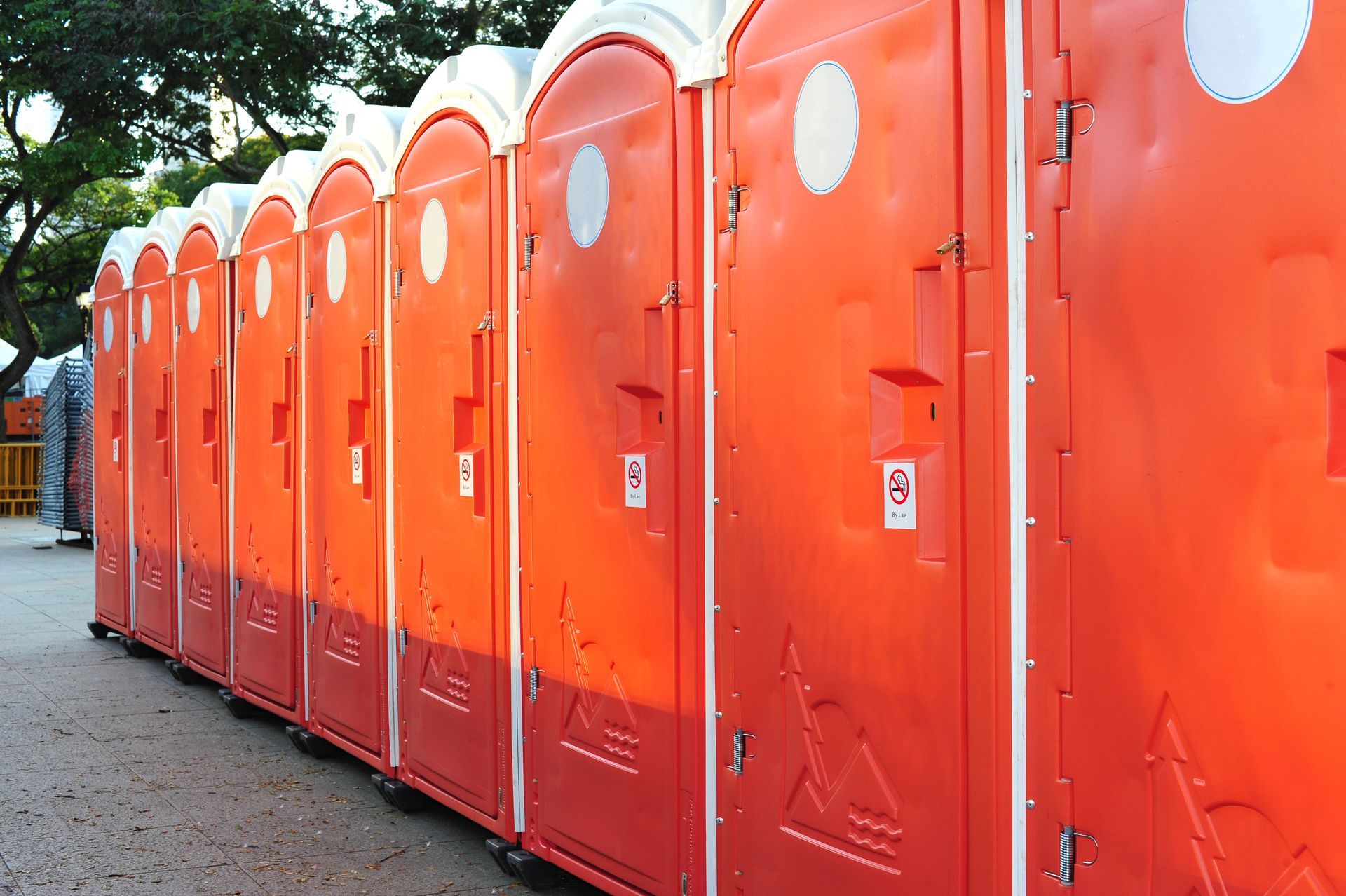 A line of porta potties