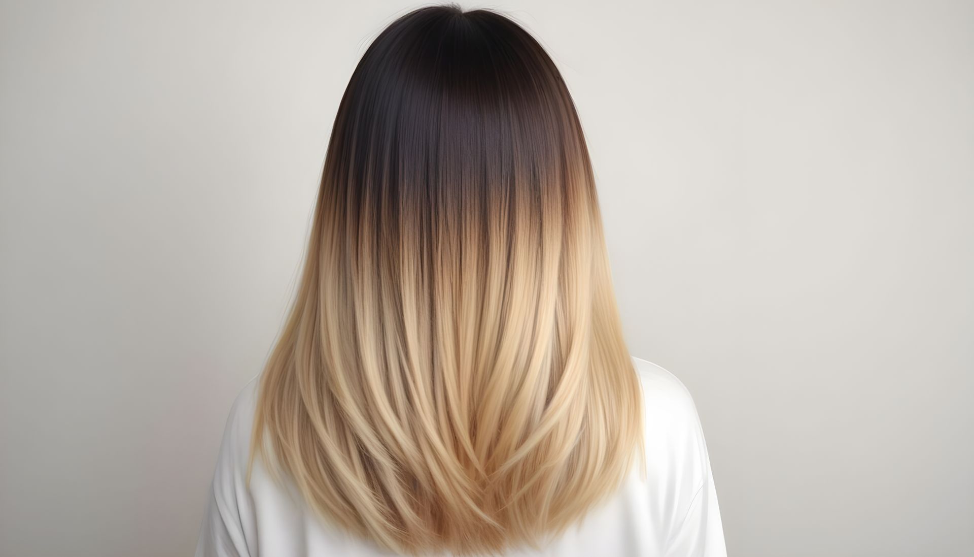 The back of a woman 's head with ombre hair.