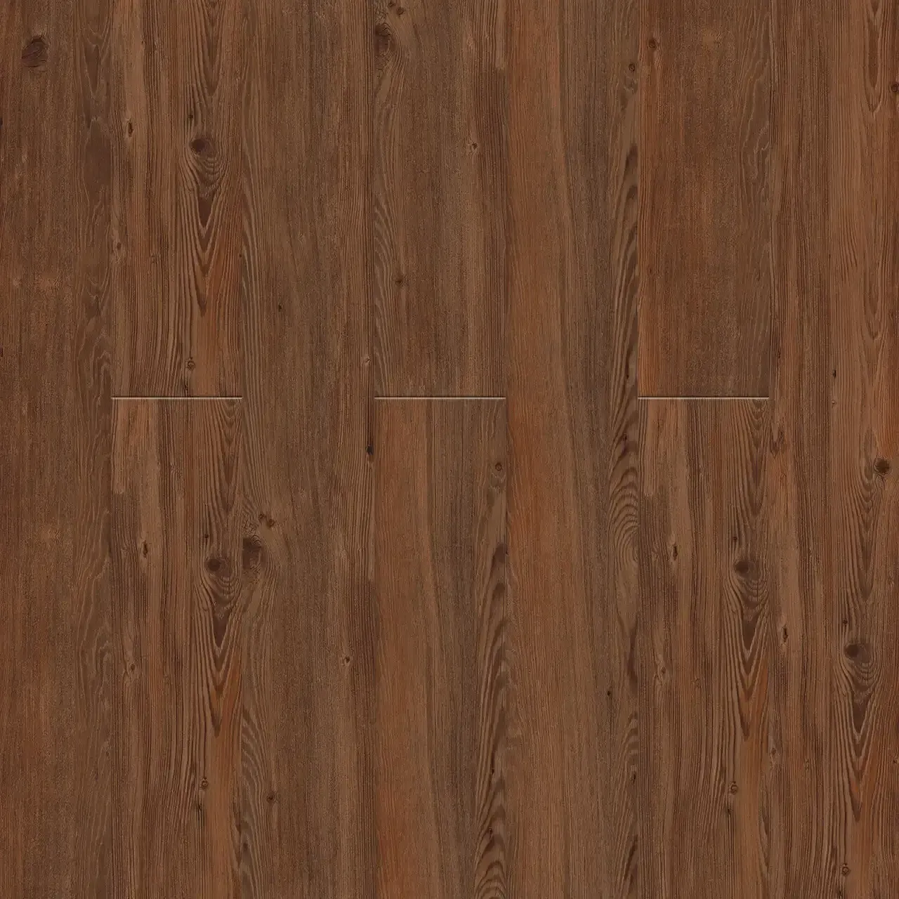 Brown wood-look flooring with vertical planks and visible wood grain.