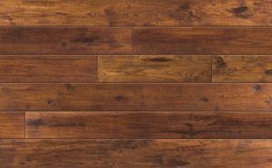 Dark brown hardwood flooring with varying wood grain patterns.