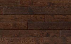 Dark brown hardwood flooring with varied wood grain.