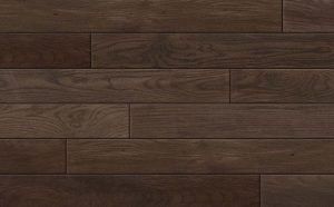 Dark brown hardwood floor planks.