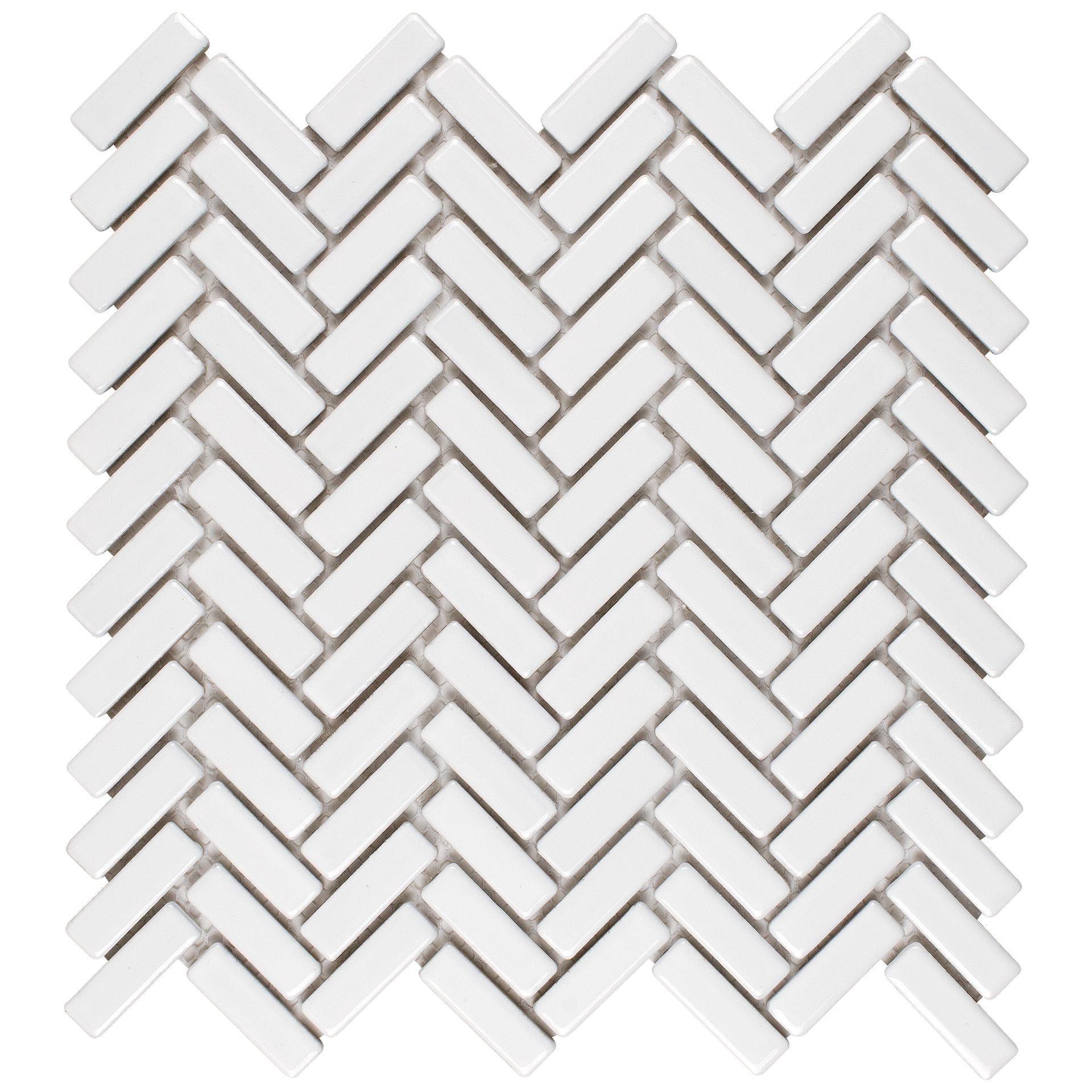 White herringbone tile pattern.