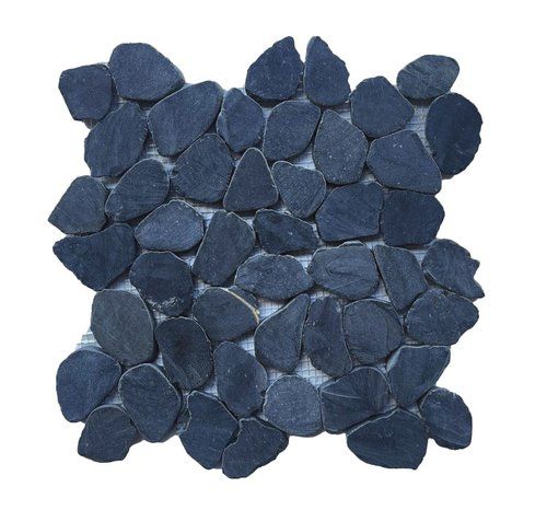 Black pebble mosaic tile.