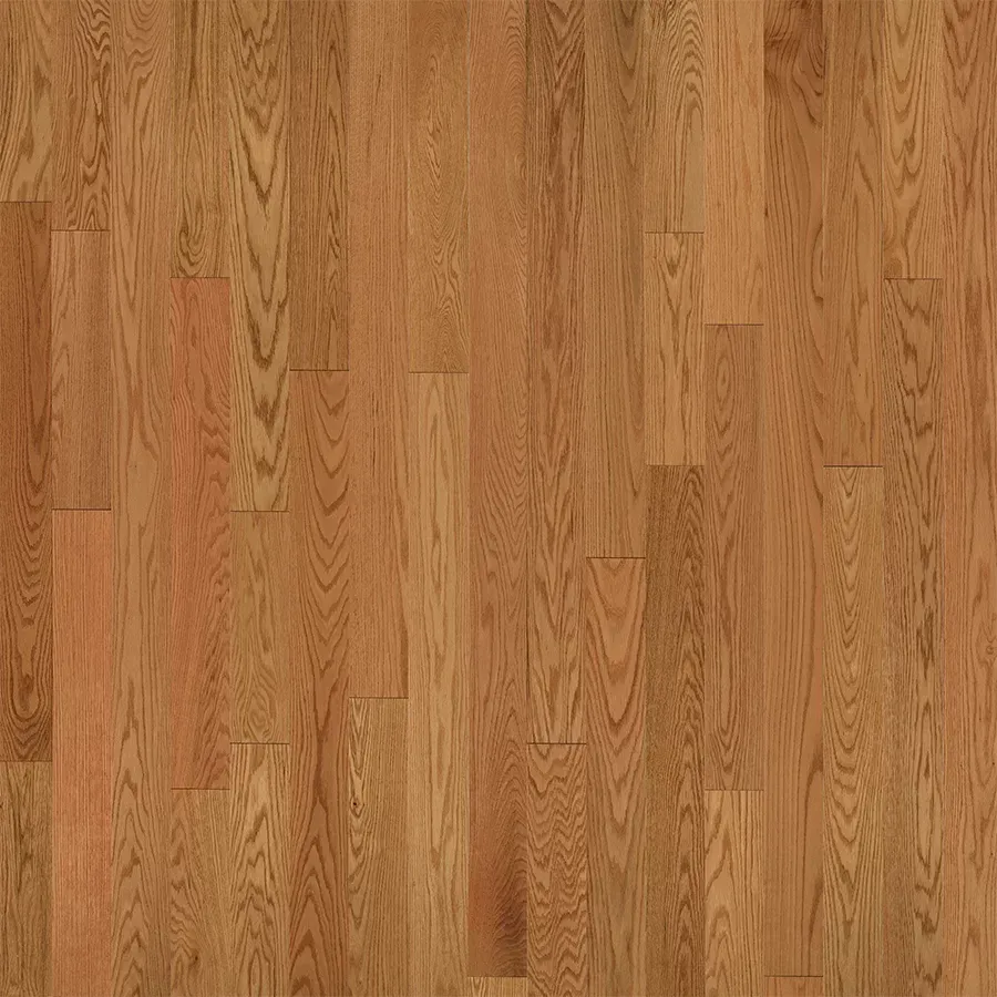 Hardwood flooring with a warm, reddish-brown stain.