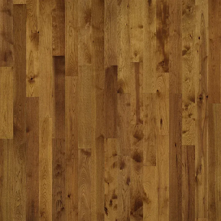 Wooden floor with warm brown and tan tones, vertical planks.