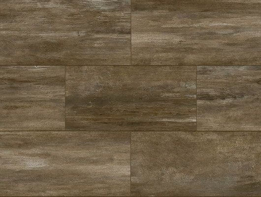 Brown wood-look floor tiles arranged in a staggered pattern, displaying various shades and wood grain textures.